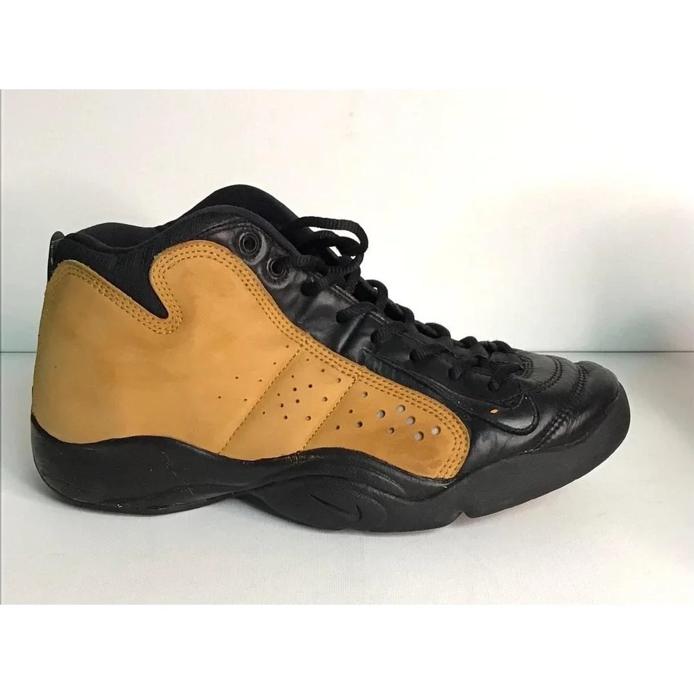 Nike Air Team Dime Mens Basketball Shoes Size 9M Black Tan Mid Top Vintage Retro
